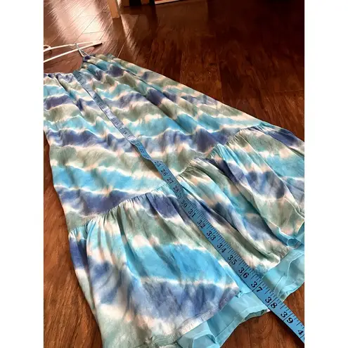 Rails Jennica Slip Dress in Ocean Mist Blue Print Size Small S Midi Ruffle Hem