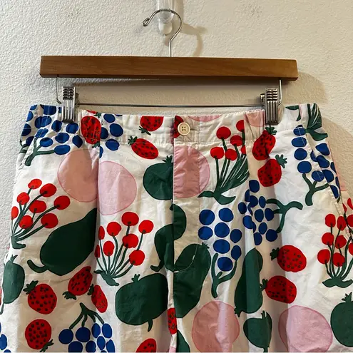 Marimekko x Uniqlo LARGE Cotton Pleated AOP Poplin Fruit Pattern Shorts Size L White