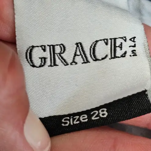 GRACE IN LA  Dark Wash Aztec Embroidered Lowrise Denim Shorts Size 28