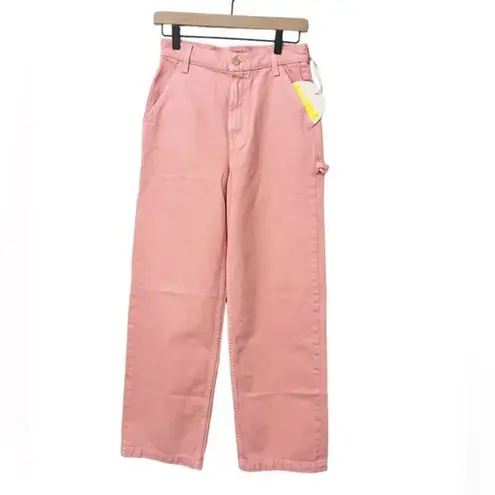 NWT MOTHER SNACKS The Fun Dip Utility Puddle Jeans in Dark Pink size 23 Wide Leg