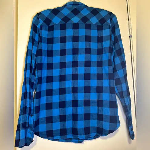 J.Crew  Blue Buffalo Plaid Midweight Brushed Flannel Work Shirt Size 6