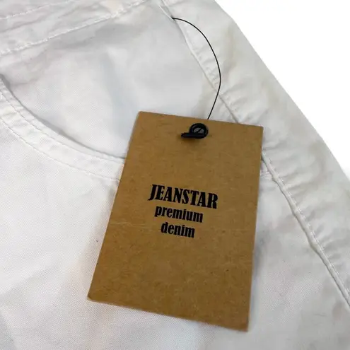 NEW Jeanstar White CAPRI DENIM PANT Women's 12 Cargo Style Jean Pockets Tie Hem