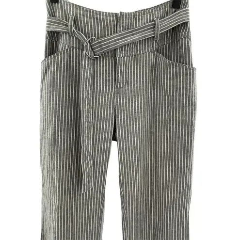 Sundance Rory High Waisted Striped Wide Leg Linen Pants Trousers with Belt 4