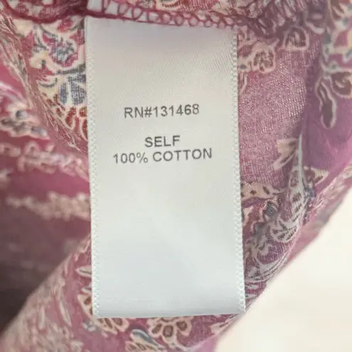 AVARA Boho Paisley Ruffle Blouse – Size Large Red