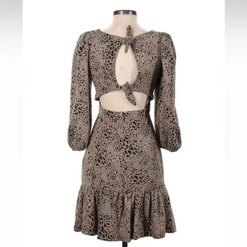 Anthropologie  Maeve Brown Motif Knit Cut-Out Mini Dress Size 2 NWT