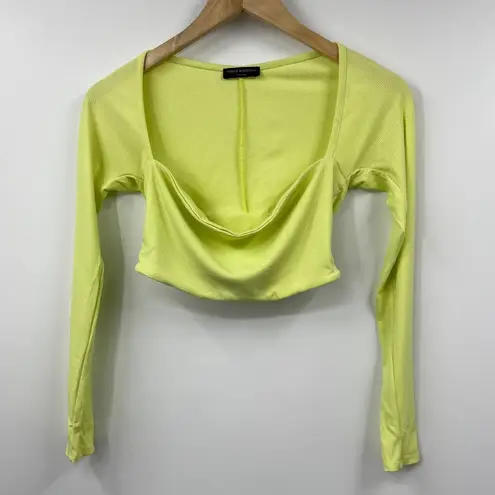 Naked Wardrobe Womens Lightweight Crop Top Stretch Yellow Size Large