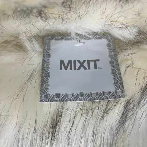 Mixit FAUX FUR COLLAR KNIT SWEATER PONCHO ONE SIZE IVORY NWT
