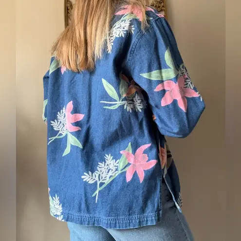 Susan Graver Vintage lightweight denim jacket with floral details