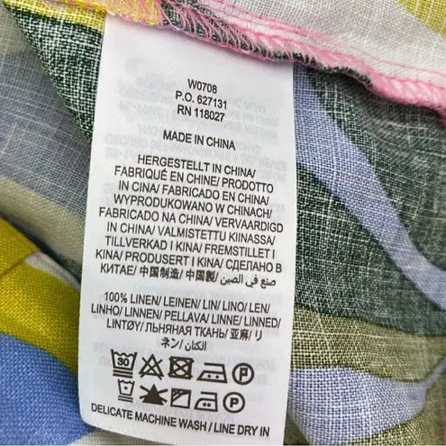 Boden Laurie Linen Tunic Dress Plum Blossom Tropical 4P Multi Color Pink