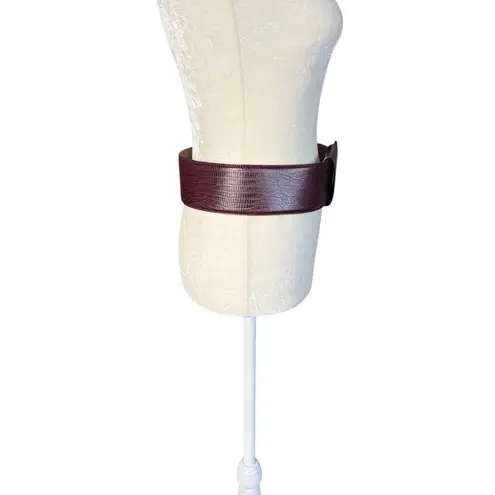 Donna Karan vintage genuine leather burgundy lizard embossed wide velcro belt M