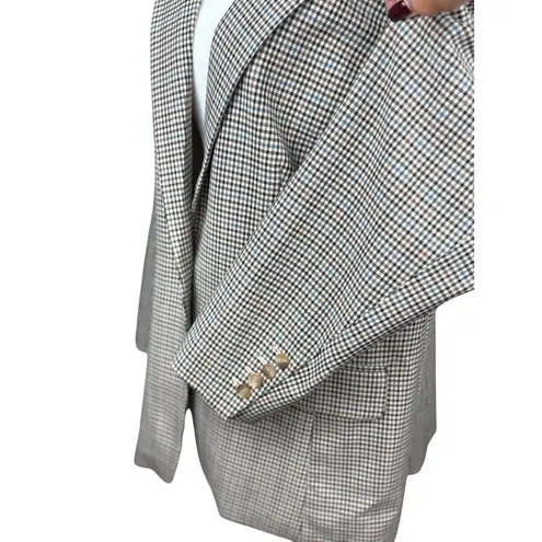 Loft NEW  16 Plaid Check Blazer Jacket Brown Blue Single Button Lined Workwear