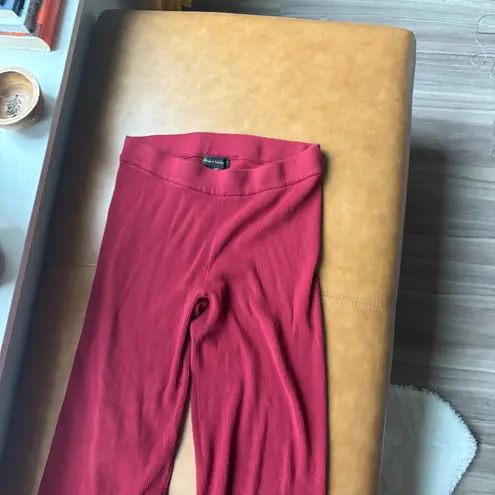 House of Harlow 1960 Ribbed Wide Leg Lounge Pants Burgundy Knit M Red Size M