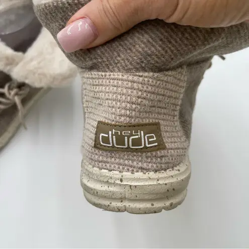 Hey Dude Women's Britt Shoes Size 9 Nut Slip-on Tie Faux Fur Casual Lightweight