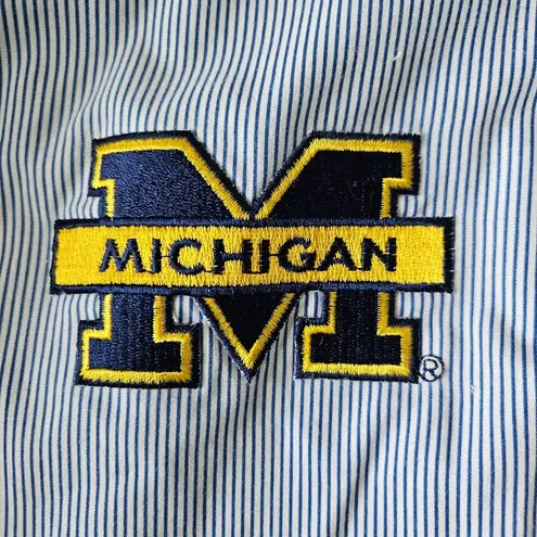 Las Olas Michigan Wolverines Button Shirt Size 1X Stripe Rhinestone NCAA Vtg 90s