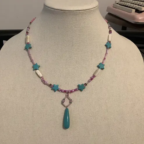 Handmade Night Pink Garden Beaded Necklace