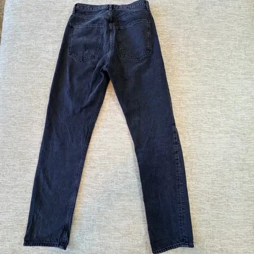 AGOLDE  Los Angeles 90s Pinch Waist High Rise Distressed Jeans Size 25 Black Wash