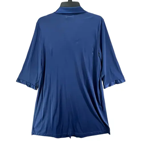 Vanity Fair Vintage House Coat Robe M Blue Nylon Buttons Sleep Shirt Made USA