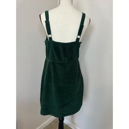 American Eagle  Women's Large Tank Dress Green Corduroy Pockets Zip-Up Cotton