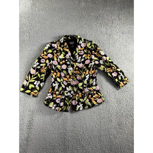 Sigrid Olsen  Blazer Women 4 Floral Linen 3/4 Sleeve Jacket‎ Boho Business Casual - Image 3