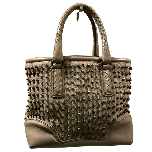 Bottega Veneta Tan Beaded Studded Tote Bag with COA EUC