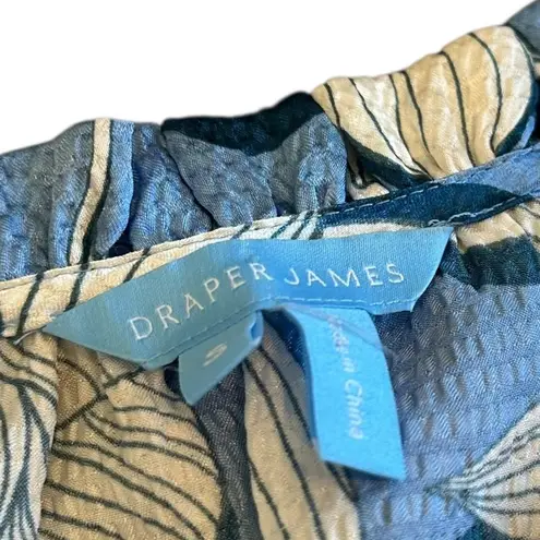 Draper James Kellie Babydoll Dress Blue Magnolia Print Satin Puff Sleeves Small