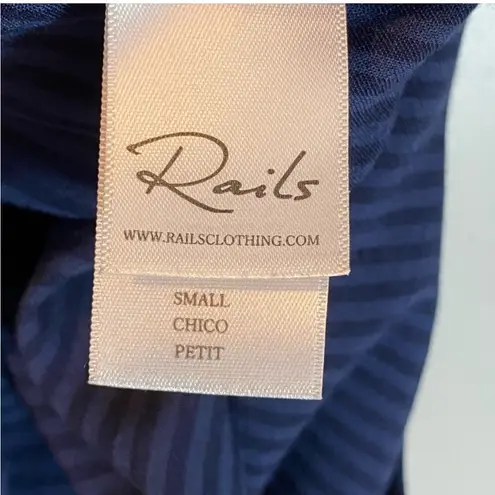 Rails Elle Classic Popover Shirt Pullover Blouse Blue Black Stripe size Small