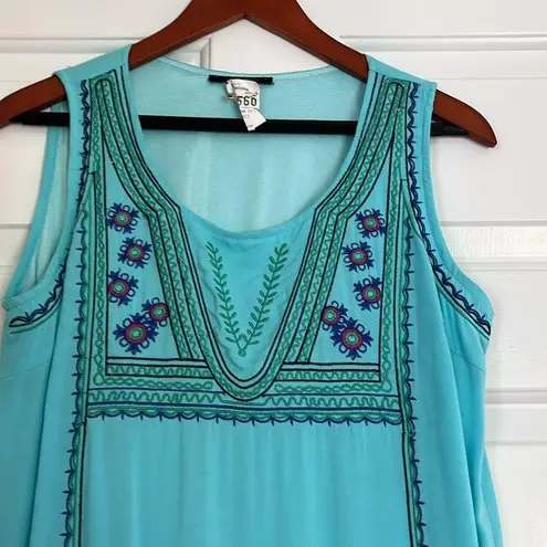 Super Cute Embroidered Dress with Ruffle Bottom Excellent Condition Green