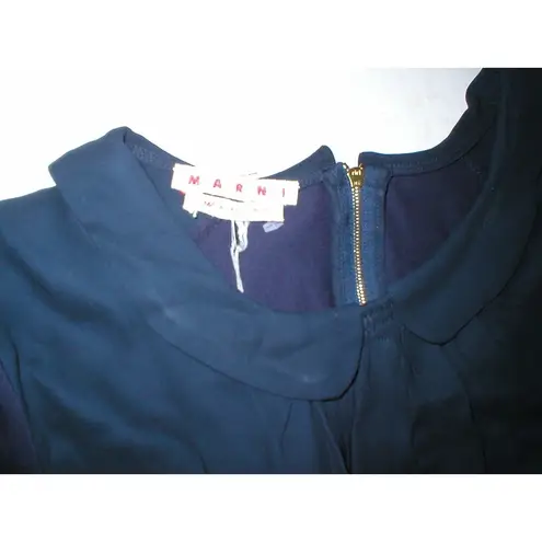 New Womens 10 NWT Dress 46 Designer Marni Italy Dark Blue Navy Cotton Viscose SS