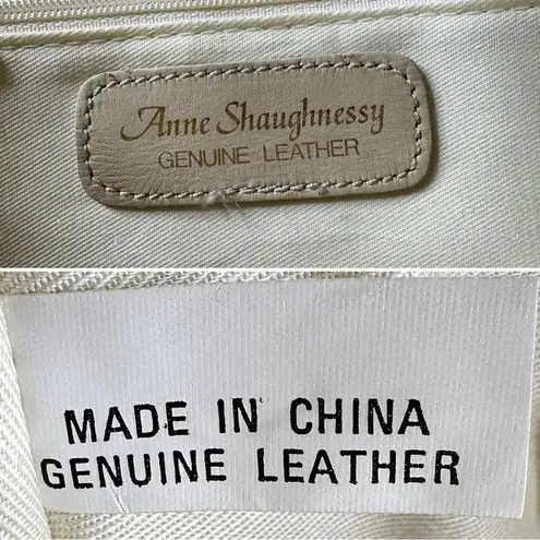 Anne Shaughnessy Genuine Leather Beige Twist Lock Crossbody Bag