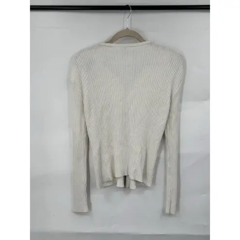 Burton Ribbed Full Zip Sweater Women 2 Ivory Long Sleeve Minimalist Coastal