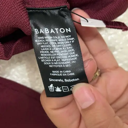 Babaton Aritzia sculpt Knit Forefront Long sleeve size S NWT burgandy color