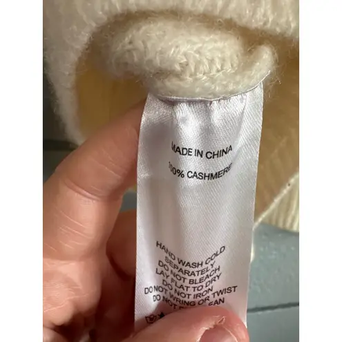 Quince Mongolian 100% Cashmere Ivory Fisherman Crewneck Sweater size M