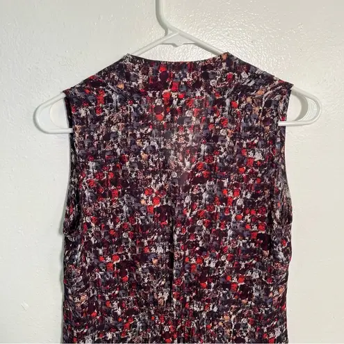 Nic+Zoe Split Neck Blouse Navy Multi Geometric XS
