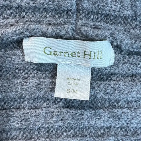 Garnet Hill Cardigan Sweater Small S/M Gray Open Front Ribbed Long Sleeve Knit