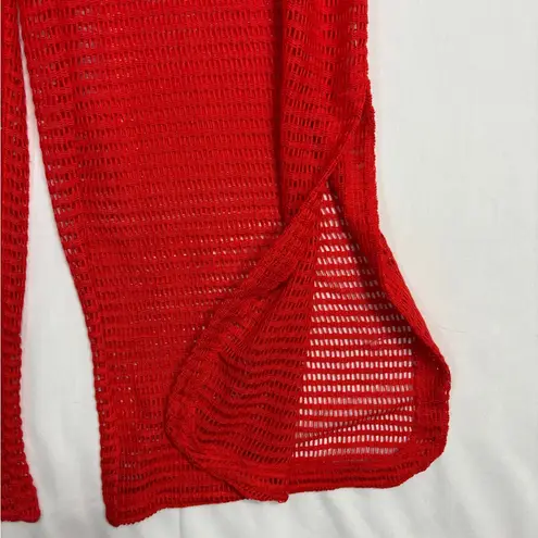 Haute Hippie Pants Womens L Red Open Knit Wide Leg Cover Up Boho Festival Beach