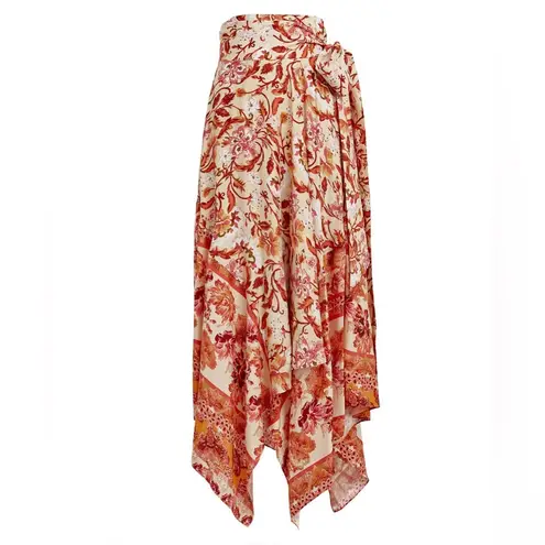$498 NEW AMUR Nova Paisley Silk Wrap Maxi Skirt Size 4 Pink