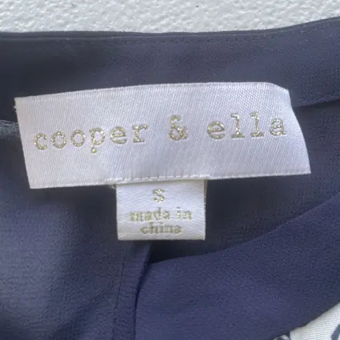 Cooper and Ella Top Womens S Semi Sheer Sleeveless Hidden button Geo Print Blouse