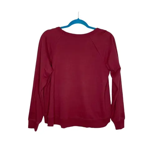 Minnie Mouse Maroon Long Round Crew Neck Graphic Knit Sweatshirt Size M