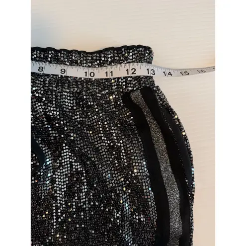 Pam & Gela Mirror Ball Sequin Jogger Pants Black Silver Drawstring Size S - Image 8