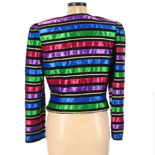 Maggy London Vintage Blazer Black Metallic Stripes