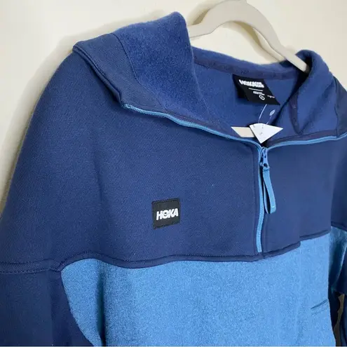 Hoka Utility Wool Blend Hoodie Pullover Blue Colorblock Sweatshirt Sweater NWOT