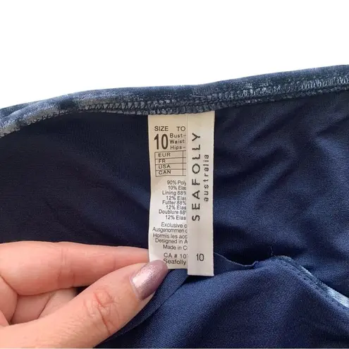 Seafolly Women’s Swim Crushed Blue Velvet Bikini Bottoms Size 6