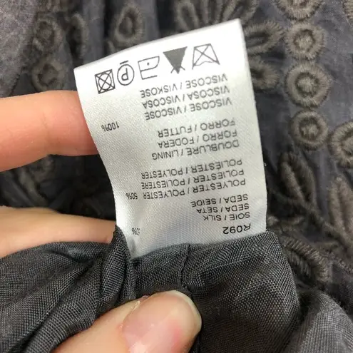 Gerard Darel Paris Brown Silk Lace Skater Dress Womens 12 Short Sleeve Formal