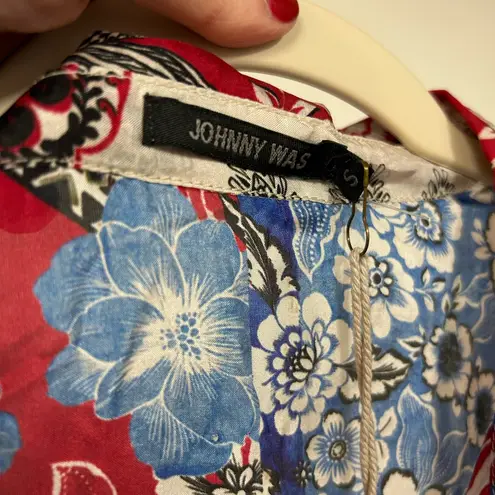 Johnny Was Cornelia Dress Floral Patchwork 100% Silk Full Button Front Small NWT