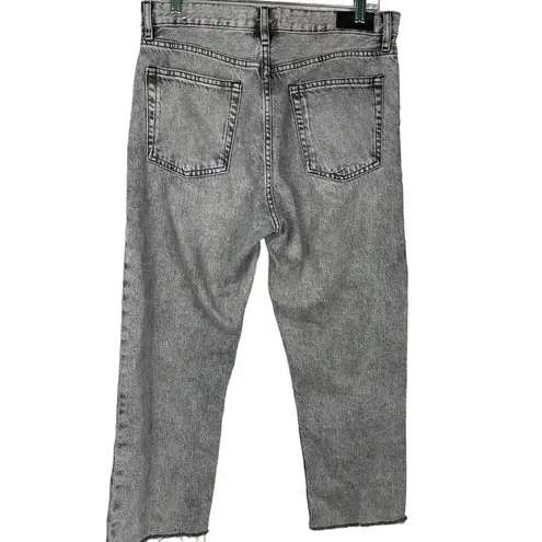 MNG Mango Havana Cropped Straight Fit Button Fly Charcoal Gray Jeans Size 8 Black