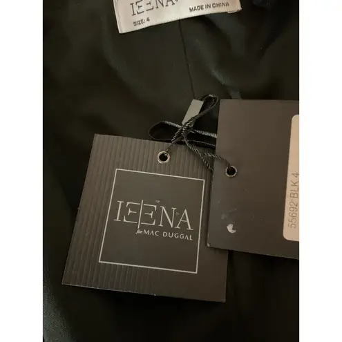 Ieena For Mac Duggal Ruffled Faux Tuxedo 3/4 Sleeve Mini Dress Black Size 4 NWT