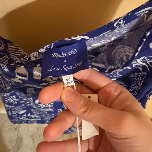 Lisa Says Gah NWT Madewell x  Blue & White Printed Linen Dress