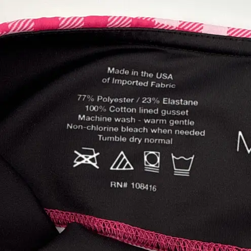 Miami Fitwear Boo Crew Bright Pink Gingham High Waist Leggings Womens Large