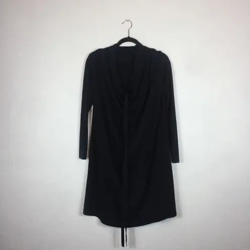 ALLSAINTS Amei Black Long Sleeve Drape Tie Dress Small Whimsygoth Emo Chic