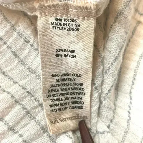 Soft Surroundings Off White Gray Striped Lagenlook Long Sleeve Tunic Medium - Image 5